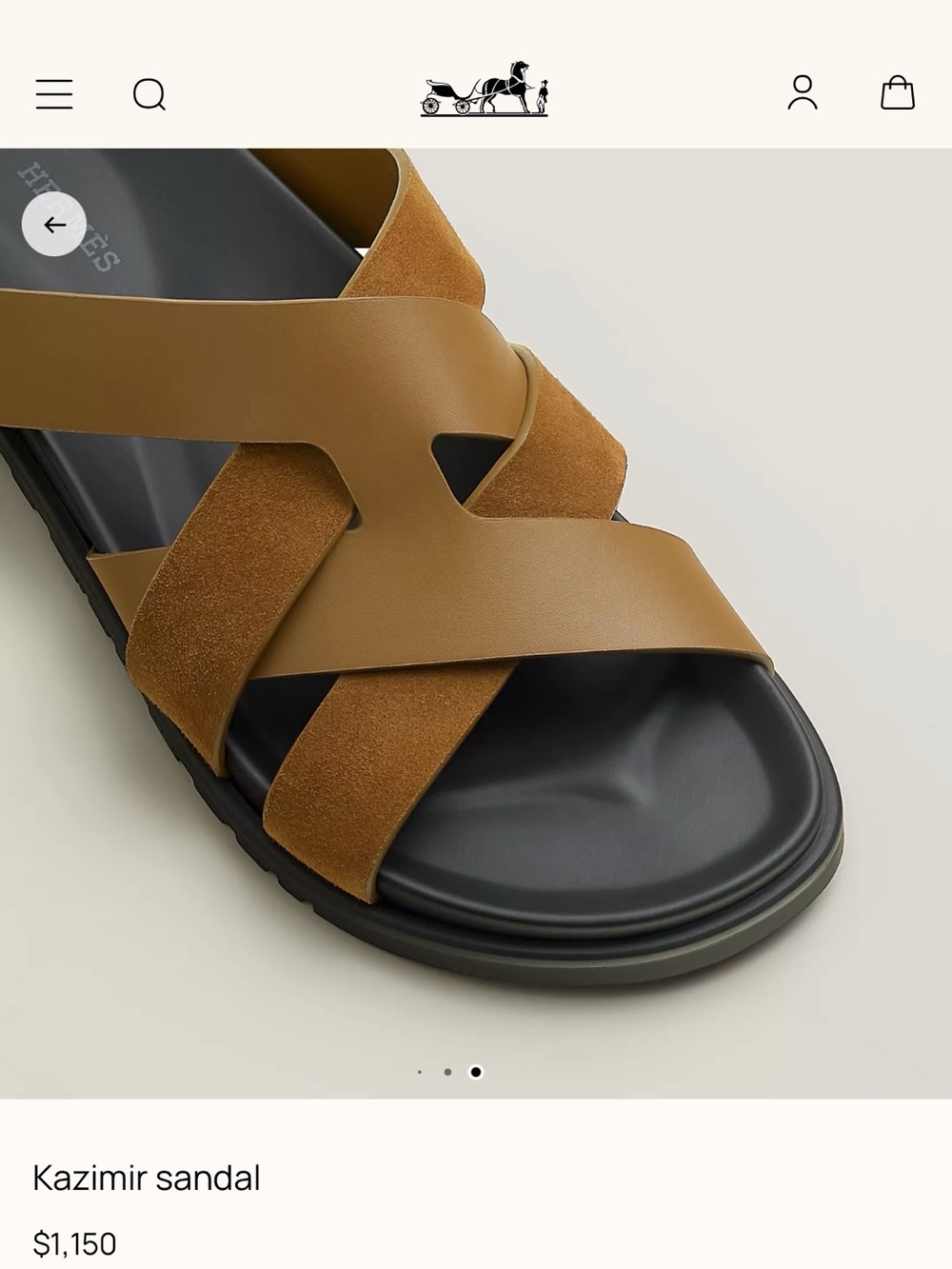 Kazimir Brown Leather & Suede Slide Sandal Size 41 men